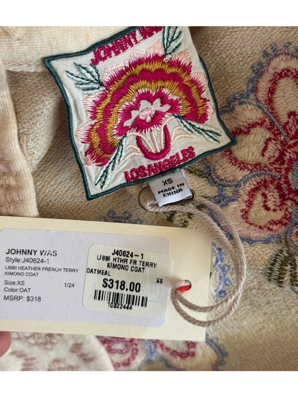 Johnny Was Cream Floral Embroidered Kimono - Picture 5 of 5